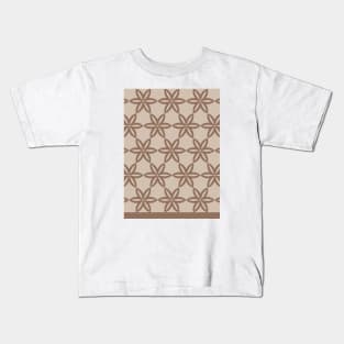 Geometric Flowers Pattern - Brown Kids T-Shirt